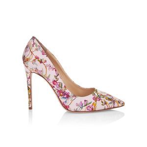 Brandon Maxwell Classic Floral Satin Pumps